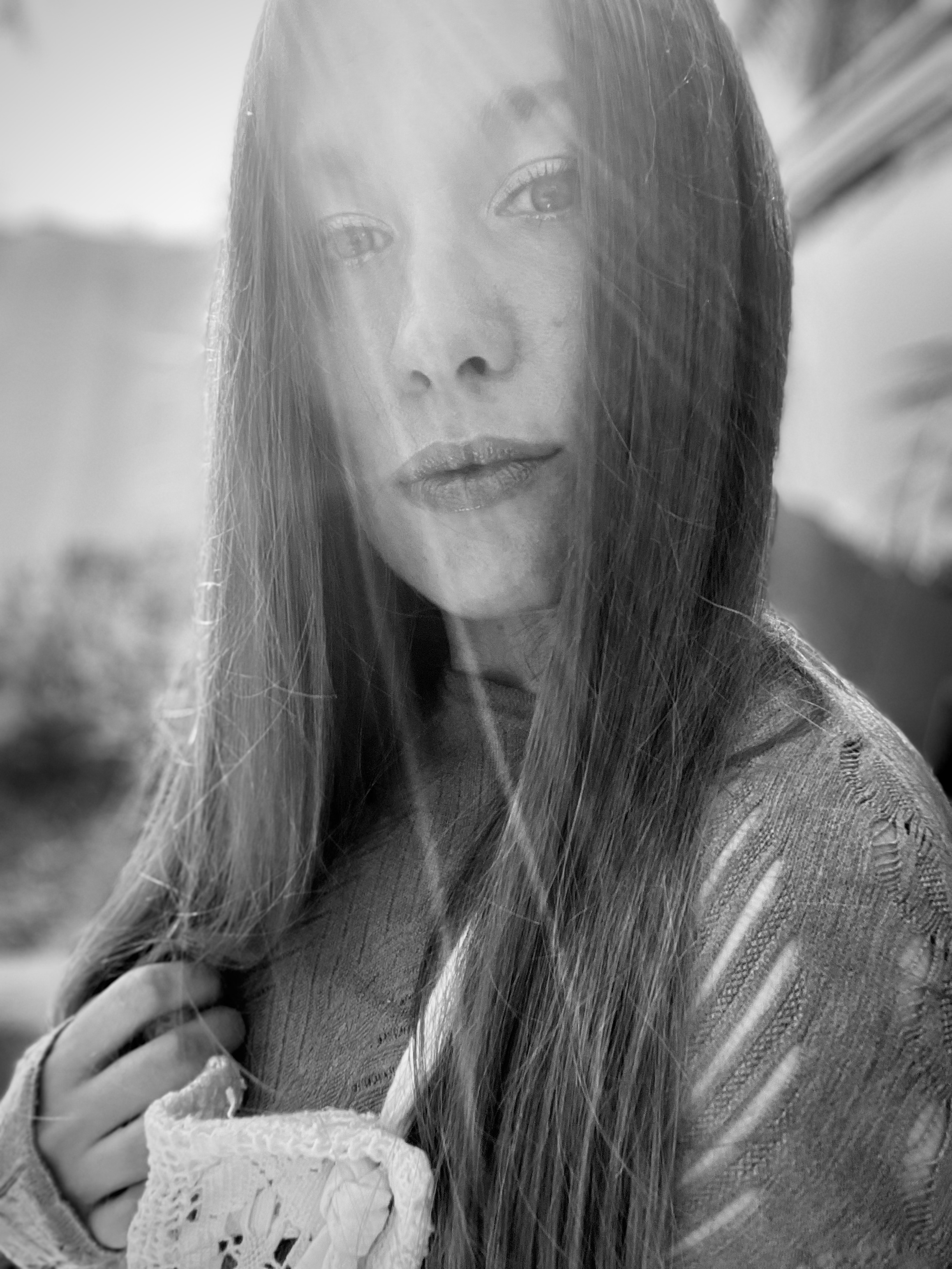 Black And White Image Portrait Of A Woman